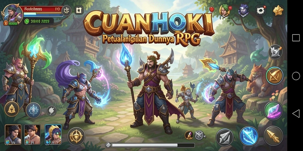 Tampilan gameplay CUANHOKI yang menakjubkan dalam pertempuran RPG.