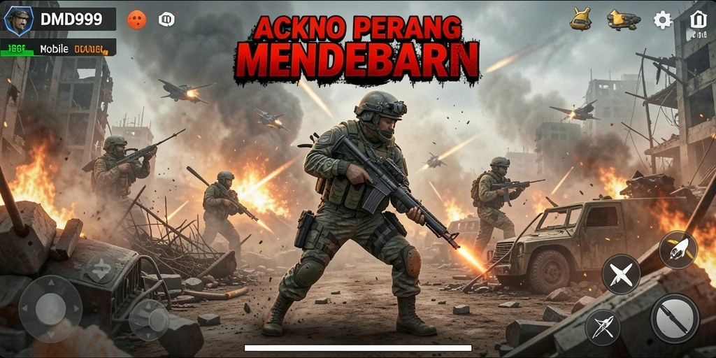 Tampilan gameplay DMD999 dengan aksi tembak-menembak yang intens.