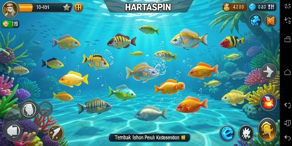 Gameplay menarik HARTASPIN dengan aksi tembak ikan.