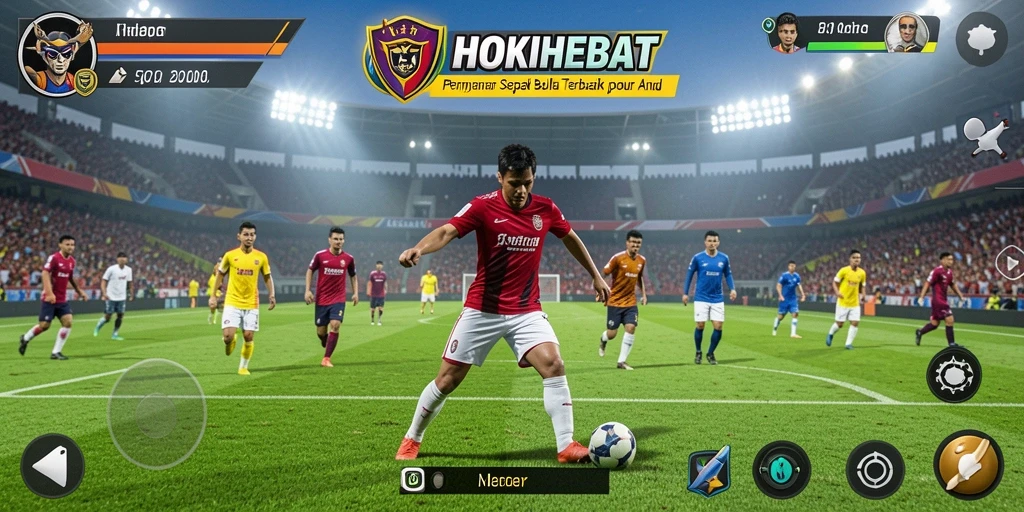 Tangkapan layar <strong>HOKIHEBAT</strong> menunjukkan aksi seru di lapangan sepak bola.