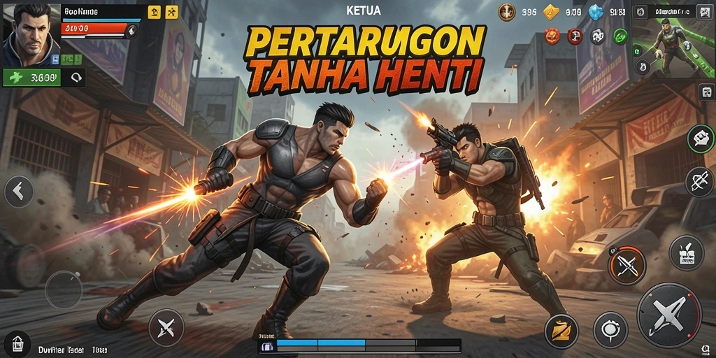 Gameplay KETUA yang seru dan menegangkan saat pertempuran.