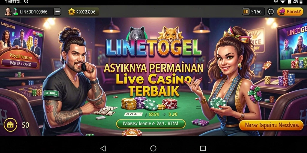 Tampilan gameplay menarik dari LINETOGEL dalam suasana kasino langsung.