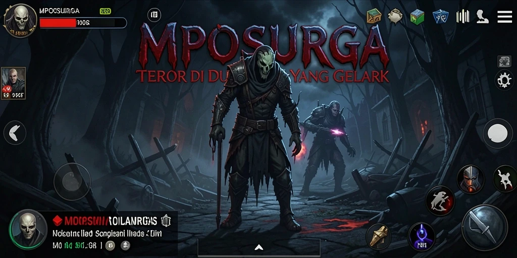 Tampilan gameplay menakutkan dari MPOSURGA di dunia yang gelap.