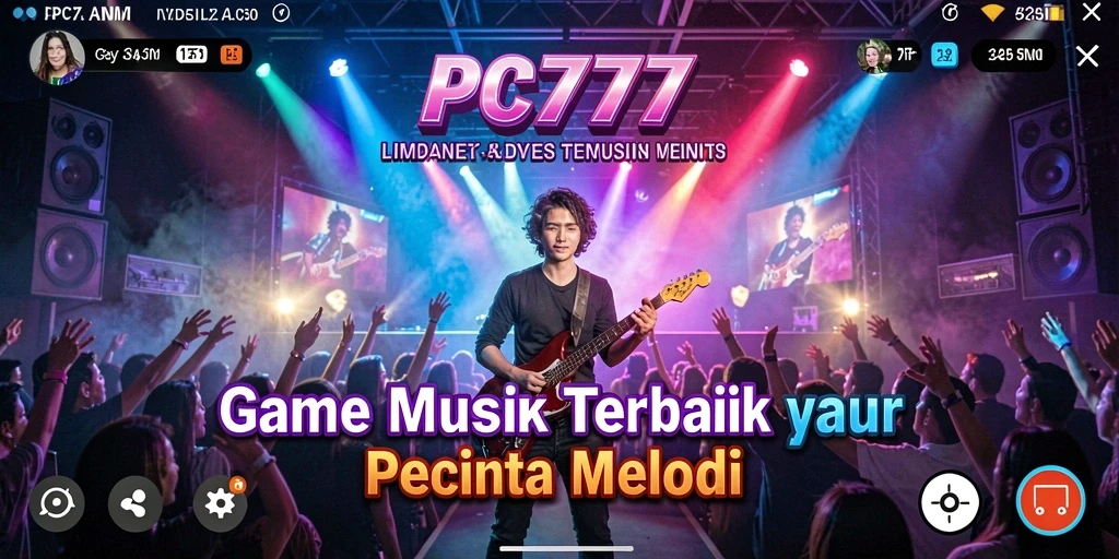 Tangkapan layar utama menunjukkan gameplay musik yang seru dan interaktif.